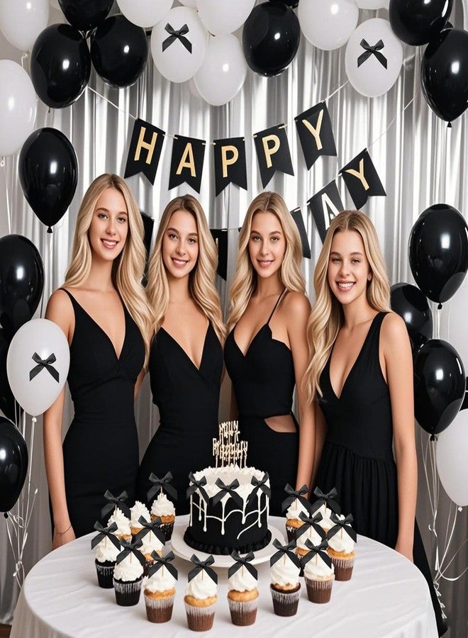 Solldgt 48Pcs Bow Cupcake Toppers, Black Bow Cake Topper Birthday Decorations, Mini Bowknot Cupcake Picks for Coquette Theme Party Decoration Bachelorette Bridal Engagement Wedding Baby Shower Party Decor - Image 4